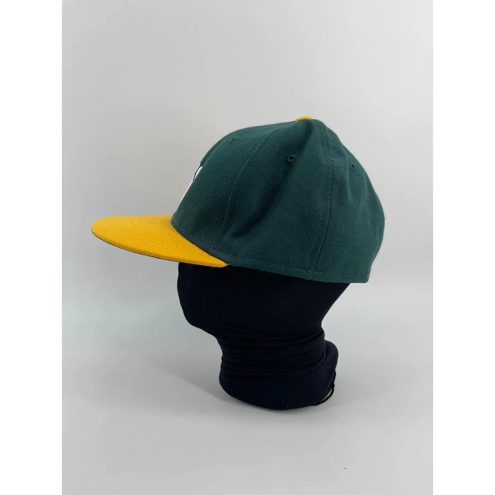 New Era 59FIFTY Oakland Athletics Fitted Hat‎ Green Yellow Size 7 1/4 MLB